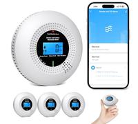 PHYSEN WiFi Détecteur de Fumée et de Monoxyde de Carbone, Durée de Vie de 10 Ans avec Batterie Remplaçable, avec Écran Numérique LCD Haute Précision, Certifié Normes EN14604 et EN50291, 3St