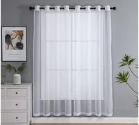 PI Rideaux Blancs Transparents de 213 cm de Long, Voile uni avec œillets pour Salon/Chambre à Coucher (132,1 x 213,4 cm (l x L), 2 Panneaux)