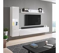 PIASKI Ensemble de Meubles de Salon Paris avec éclairage LED en Option Blanc Brillant