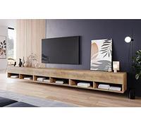 PIASKI LOWBOARD A Meuble TV 300 cm Sans Éclairage LED Grand Meuble Couleur Châtaigne