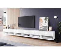 Piaski LOWBOARD A Meuble TV 300 cm sans éclairage LED, grand TV, différentes couleurs (Blanc brillant)
