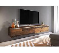 PIASKI Lowboard D Meuble TV Flottant avec éclairage LED 180 cm Couleur Bois Antique
