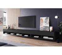 PIASKI Meuble TV 300 cm LOWBOARD A, sans éclairage LED, Grand meuble pour téléviseur, Meuble de télévision, Différentes couleurs (Noir mat)