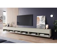 PIASKI Meuble TV LOWBOARD A de 300 cm, éclairage LED inclus, Grand meuble pour téléviseur, Meuble de télévision, Différentes couleurs (Beige Cashmir)