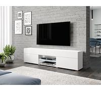 PIASKI Meuble TV Lowboard Carrera 180 cm Meuble TV Couleurs différentes sans éclairage LED Blanc brillant, (CARRS)