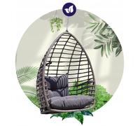 PIATTO | Fauteuil suspendu - Modèle Piatto - Marron - Rotin technique de haute qualité - Résistant aux intempéries et confortable