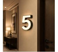 PIBAOGU-Applique LED numéro de maison 5 extérieure, IP65, éclairage haut et bas blanc chaud pour façade et entrée