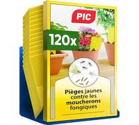 PIC Anti Moucherons Plantes Intérieur 120x - Pièges Jaunes Collants | Sans poison et inodore, recto-verso, efficace jusqu'à 6 mois contre sciarides, alternative aux nématodes et insecticides