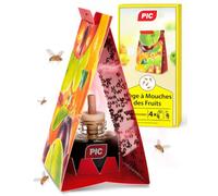 PIC Piège à Mouche des Fruits, 4X Attrape Mouche à Colle avec 2 attractifs | Anti-moucherons non toxique et sans insecticide, efficace jusqu'à 8 semaines, idéal en intérieur près des aliments