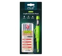 Pica Dry Bundle 30405 I Dry 3030 Marqueur de perçage profond + mines H | Comprend Dry 3030 I avec taille-mine et clip I 10 mines graphite H I rechargeable I protégé contre poussière et humidité