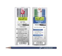 Pica Dry Lot de 10 mines de rechange graphite 2B multi-usage et 8 mines de rechange résistantes aux jets d'eau en bleu/blanc/vert