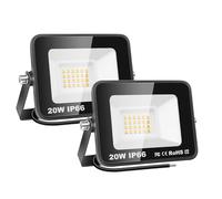 PICAA 2 Pièces 20W 2000LM Projecteur LED Extérieur,Blanc Chaud 3500K | Installation facile, applique murale,IP66 Étanche, Lumières d'inondation,pour jardin, garage, patio, grange, cour,allée