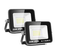 PICAA 2 Pièces 20W 2000LM Projecteur LED Extérieur,Blanc Froid 6500K | Installation facile, applique murale,IP66 Étanche, Lumières d'inondation,pour jardin, garage, patio, grange, cour,allée