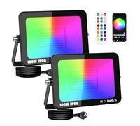 PICAA 2x 100W Projecteur LED RGB Exterieur APP Télécommande, 10000LM