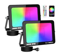PICAA 2x 200W Projecteur LED RGB Exterieur APP Télécommande, 20000LM