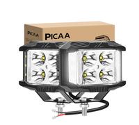 PICAA Phare de Travail LED, 2PCS 4 Pouces 35W Blanc Projecteur LED | Lumière de Travail,IP67 étanche,Tireur latéral,Spot/Flood Combo,Hors Route pour Jeep Camion ATV SUV Voiture Bateau,12V 24V