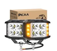 PICAA Phare de Travail LED, 2PCS 4 Pouces 35W stroboscope Blanc ambre | Lumière de Travail,IP67 étanche,Tireur latéral,Spot/Flood Combo,Hors Route pour Jeep Camion ATV SUV Voiture Bateau,12V 24V