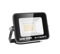 PICAA Projecteur LED Exterieur,1PCS 20W Projecteur Exterieur,IP66 Etanche 2000LM Spot LED Extérieur Puissant, Lumières d'inondation.pour jardin, Garage,Patio,Grange,Cour (3500K Blanc Chaud, 20W)