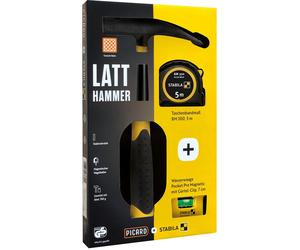 PICARD X STABILA Box Marteau de lattage 620M + Mètre ruban de poche BM300 5m + Mini niveau à bulle Pocket PRO