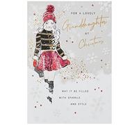 Piccadilly A41311 Carte de Noël moderne pour petite-fille, blanc, 22,9 x 15,2 cm