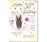 Piccadilly Carte d'anniversaire traditionnelle avec inscription « Milestone » 50 F - 22,9 x 15,2 cm