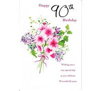 Piccadilly Greetings A10543 Carte d'anniversaire traditionnelle pour 90 ans 22,9 x 15,2 cm