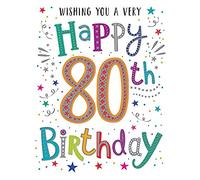 Piccadilly Greetings Carte d'anniversaire 80 ans - Regal Publishing, orange, gris, rose, vert, 20,3 x 15,2 cm