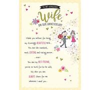 Piccadilly Greetings Carte d'anniversaire « Gorgeous Wife On Our Anniversary » - 22,9 x 16,25 cm, vert/pêche|beige