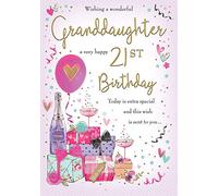 Piccadilly Greetings Carte d'anniversaire traditionnelle pour petite-fille 21 ans - 25,4 x 17,8 cm
