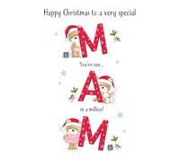 Piccadilly Greetings Carte de Noël pour maman - Carte de Noël pour une maman très spéciale One in a Million - Lettres en ours en peluche avec poème - 22,9 x 15,2 cm
