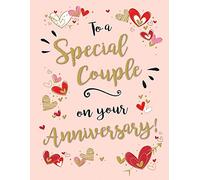 Piccadilly Greetings Group Ltd Carte d'anniversaire de mariage « Special Couple On Your Wedding Anniversary » - Cœurs - 18,3 x 14,9 cm, beige