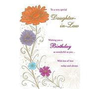 Piccadilly Greetings Group Ltd Carte de vœux d'anniversaire colorée avec inscription To a very special belle-fille, beige, orange, rouge, marron, 22,9 x 15,2 cm
