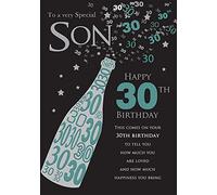 Piccadilly Greetings Group Ltd Carte de vœux pour 30e anniversaire avec inscription « To a very special son Happy 30th Birthday », vert, 25,4 x 17,8 cm