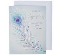 Piccadilly Greetings Group Ltd Deepest Carte de condoléances - Plume - Thinking of You, blanc, - 20,3 x 15,2 cm