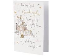Piccadilly Greetings Group Ltd Jolie carte d'anniversaire avec revêtement pailleté « To A Very Special Grandanddaughter » - Blanc fumé - 17,8 x 12,7 cm
