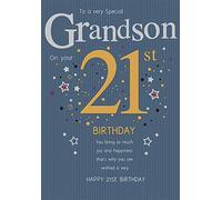 Piccadilly Greetings Group Ltd Superbe carte de vœux de 21e anniversaire avec inscription « A Very Special Grandson on your 21st Birthday » Bleu 25,4 x 17,8 cm