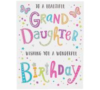 Piccadilly Greetings Regal Publishing C80661 Carte d'anniversaire moderne pour petite-fille - 20,3 x 15,2 cm, gris|rose|rouge|bleu|chêne