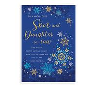 Piccadilly Greetings Regal Publishing C85456 Carte de Noël classique pour beau-fils et belle-fille Bleu 22,9 x 15,2 cm