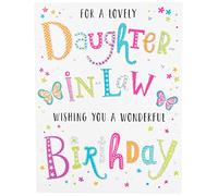 Piccadilly Greetings Regal Publishing Carte d'anniversaire moderne pour belle-fille Gris 20,3 x 15,2 cm
