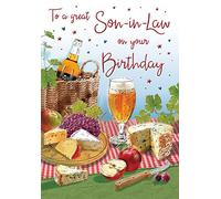 Piccadilly Greetings Regal Publishing Carte d'anniversaire pour beau-fils Argenté 22,9 x 15,2 cm