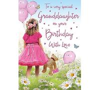 Piccadilly Greetings Regal Publishing Carte d'anniversaire pour petite-fille - 22,9 x 15,2 cm - Jaune|Gris|Pêche|Rose