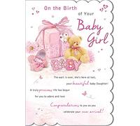 Piccadilly Greetings Regal Publishing mBaby C80538 Carte de vœux pour bébé fille 22,9 x 15,2 cm Blanc/beige/rose/marron/jaune