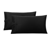 PiccoCasa 2pcs Taies d'oreiller Doux Coton Oreiller Covertures avec Enveloppe Fermeture Chambre Noir 51x76cm