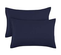 PiccoCasa 2PCS Taies Oreiller avec Fermeture à glissière Plis décoloration Anti-Taches et Soyeux-Doux la série 1800 Housses Oreiller en Microfibre brossée Bleu Marin Voyage (36cm x 51cm)