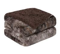 PiccoCasa Couverture de luxe à poils longs en fausse fourrure - Douce et chaude - Réversible - Pour canapé, lit - 152 x 190 cm - Marron