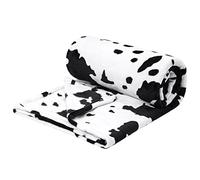 PiccoCasa Couverture imprimée de Vache, Douce 300 g/m², en Flanelle, légère, Mignonne et Confortable, Texture de Vache Chaude, pour canapé, lit, Bureau, Noir, 100 x 130 cm