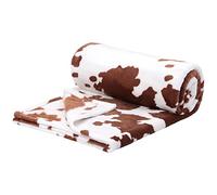 PiccoCasa Couverture imprimée, jeté en flanelle polaire douce de 300 g/m², légère, mignonne, confortable, chaude, simili cuir, couvertures pour canapé, sofa, lit, bureau, marron, 100 x 130 cm