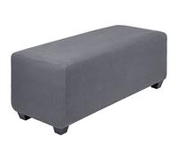 PiccoCasa Housse de Pouf très Extensible avec Ourlet élastique - Housse de Tabouret de Rangement en Tissu Jacquard à Petits Carreaux - Housse de Tabouret de Rangement rectangulaire - Gris foncé - XL