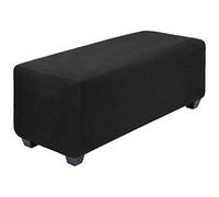 PiccoCasa Housse de Pouf très Extensible avec Ourlet élastique - Housse de Tabouret de Rangement en Tissu Jacquard à Petits Carreaux rectangulaires - Noir - XL
