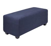 PiccoCasa Housse de Pouf très Extensible avec Ourlet élastique - Housse Douce en Tissu Jacquard à Petits Carreaux rectangulaires - Housse de Tabouret de Rangement - Bleu Marine - Taille S
